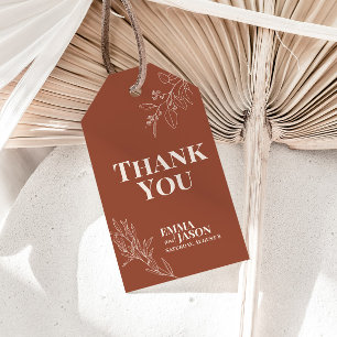 Terracotta Boho Floral Wedding Gift Tags Geschenkanhänger