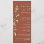 Terracotta Boho Floral Wedding Programm (Vorderseite)