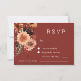 Terracotta Boho Floral Wedding RSVP Karte