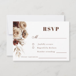 Terracotta Boho Floral Wedding RSVP Karte