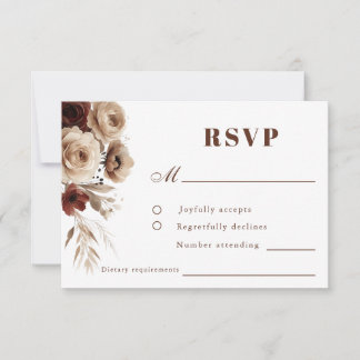 Terracotta Boho Floral Wedding RSVP Karte