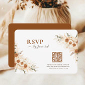 Terracotta Boho Floral Wedding RSVP mit QR Code