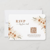 Terracotta Boho Floral Wedding RSVP mit QR Code Karte (Vorderseite)