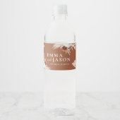 Terracotta Boho Floral Wedding Water Flasche Label Wasserflaschenetikett (Vorderseite)