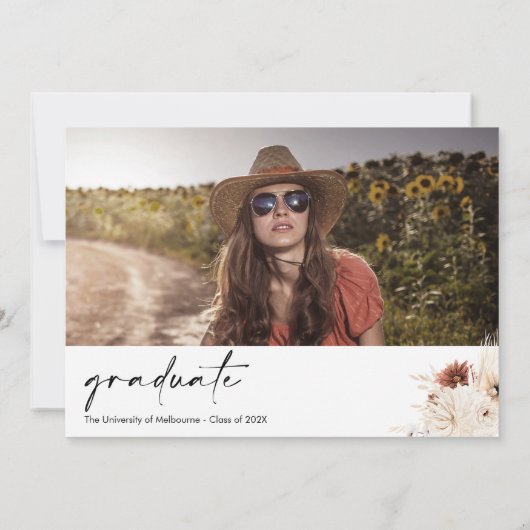 Terracotta Boho Foto Graduation Party Einladung (Rückseite)