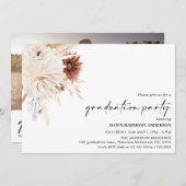 Terracotta Boho Foto Graduation Party Einladung (Vorne/Hinten)