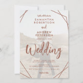 Terracotta boho Frame Foto Skript Qr Code Hochzeit Einladung (Vorderseite)