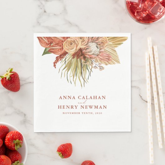 Terracotta Boho getrocknete Pampas Gras Hochzeit Serviette (Beispiel)