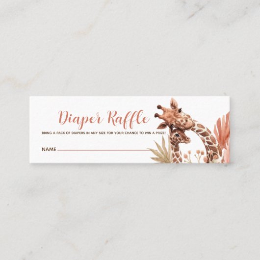 Terracotta Boho Giraffe Diaper Raffelkarte Mini Visitenkarte (Vorderseite)