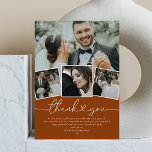 Terracotta Boho Heart Wedding Foto Danke Karte<br><div class="desc">Diese schöne und minimalistische Terracotta Hochzeit Dankeschön-Karte ist der perfekte Weg, um Ihren Hochzeitsgästen zu danken, dass sie Ihnen geholfen haben, Ihren wunderbaren Tag zu feiern. Mit vier Ihrer beliebtesten Hochzeitskartons, dem Titel "Danke" in einem eleganten Schriftart, und einem personalisierten Dankeschön, zeigen diese Karten Ihren Gästen, wie sehr Sie ihre...</div>