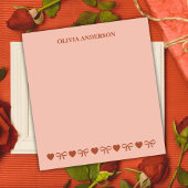 Terracotta Boho Hearts & Bows Valentines Day Notizblock