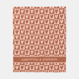 Terracotta Boho Hearts Valentine Gift Fleecedecke