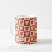 Terracotta Boho Hearts Valentine’s Gift Kaffeetasse (Vorderseite Links)