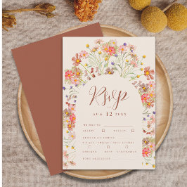 Terracotta Boho Hochzeit im Herbst RSVP Karte