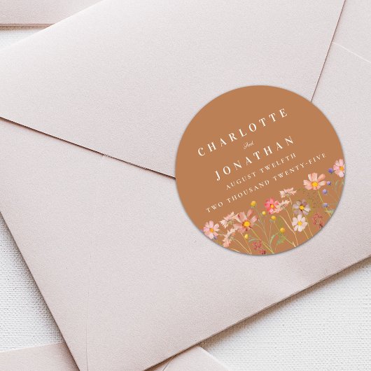 Terracotta Boho Hochzeit im Herbst Runder Aufkleber