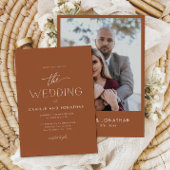Terracotta Boho Minimal Foto Hochzeit Einladung