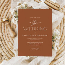 Terracotta Boho Minimal Foto Hochzeit Einladung