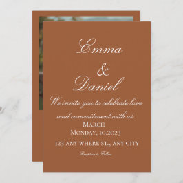 Terracotta Boho Minimal Photo Wedding Invitation Einladung
