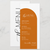Terracotta Boho Minimal Script Wedding Menu Menükarte (Vorne/Hinten)
