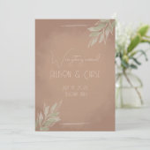 Terracotta Boho Minimalist Save the Date card Einladung (Stehend Vorderseite)