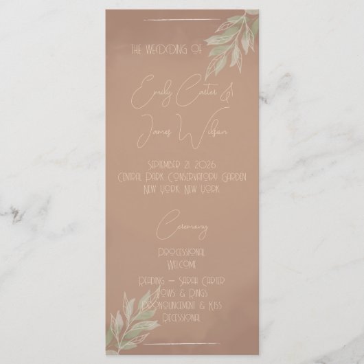 Terracotta Boho Minimalist Wedding Programm (Vorderseite)