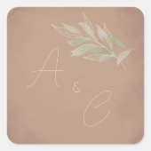 Terracotta Boho Minimalist Wedding  Quadratischer Aufkleber (Vorderseite)