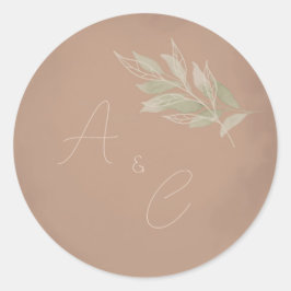 Terracotta Boho Minimalist Wedding  Runder Aufkleber