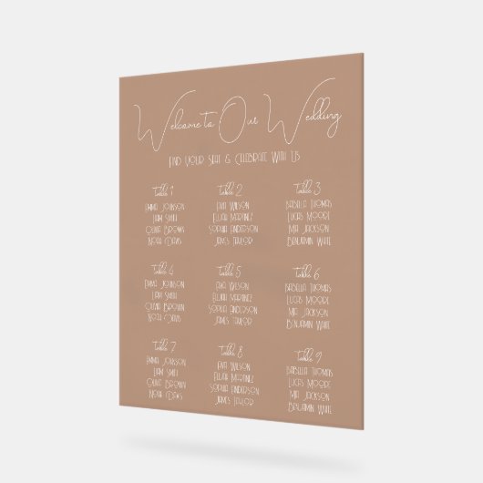 Terracotta Boho Minimalist Wedding Seating Chart Acrylschild (Winkel)