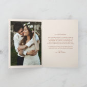 Terracotta Boho Minimalistisch Botanicals Hochzeit Dankeskarte (Innenseite)