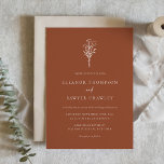 Terracotta Boho Minimalistisch Botanicals Hochzeit Einladung<br><div class="desc">Laden Sie Familie und Freunde mit dieser Terracotta Thema Hochzeit Einladung. Die minimalistische Blumenstrauß-Kunst verleiht dieser Hochzeitseinladung Namen,  Datum,  Uhrzeit,  Veranstaltungsort und weitere Details. Diese florale Hochzeitseinladung aus Terrakotta ist ideal für Hochzeiten und Hochzeiten im Herbst.</div>