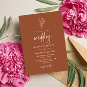 Terracotta Boho Minimalistisch Botanicals Hochzeit Einladung