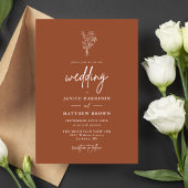 Terracotta Boho Minimalistisch Botanicals Hochzeit Einladung