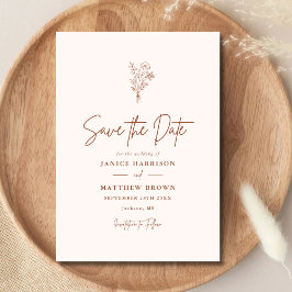 Terracotta Boho Minimalistisch Botanicals Hochzeit Save The Date