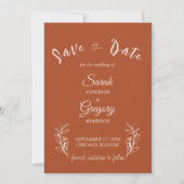 Terracotta Boho Minimalistische Save the Date Kart (Vorderseite)
