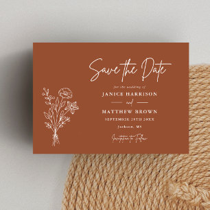 Terracotta Boho Minimalistisches Elegantes Foto Ho Save The Date