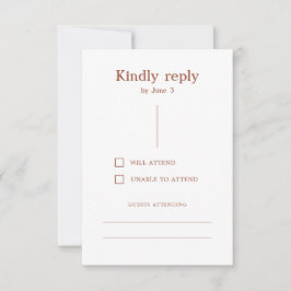 Terracotta Boho Moderne Lines Burnt Orange Wedding RSVP Karte