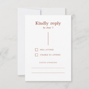 Terracotta Boho Moderne Lines Burnt Orange Wedding RSVP Karte