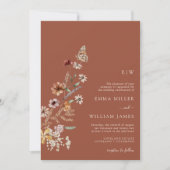 Terracotta Boho Monogram Wedding Einladung (Vorderseite)