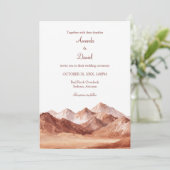 Terracotta Boho Mountain Southwest Wedding Einladung (Stehend Vorderseite)
