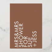 Terracotta Boho Mrs. & Mrs. COUPLES Brautparty Folieneinladung (Rückseite)