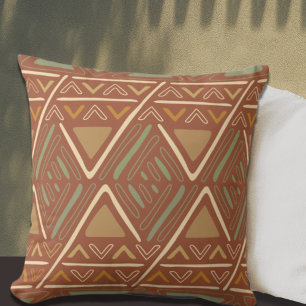 Terracotta Boho Mud Stoffmuster Kissen