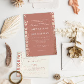 Terracotta Boho Mudcloth Border Foil Einladung