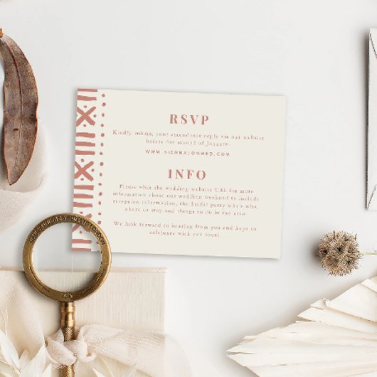 Terracotta Boho Mudcloth Border Wedding Begleitkarte