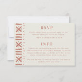 Terracotta Boho Mudcloth Border Wedding RSVP Karte (Vorderseite)
