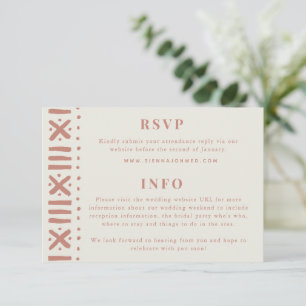 Terracotta Boho Mudcloth Border Wedding RSVP Karte