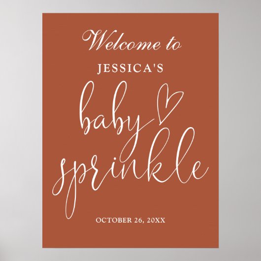 Terracotta Boho Neutral Baby Sprinkle Begrüßungsze Poster (Vorne)