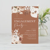 Terracotta Boho Pampas Engagement Party Einladung (Stehend Vorderseite)