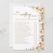 Terracotta Boho Pampas Floral Wedding Shoe Game (Vorderseite)