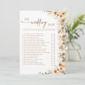 Terracotta Boho Pampas Floral Wedding Shoe Game (Stehend Vorderseite)