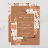 Terracotta Boho Pampas Gender Neutral Baby Dusche Einladung (Vorne/Hinten)